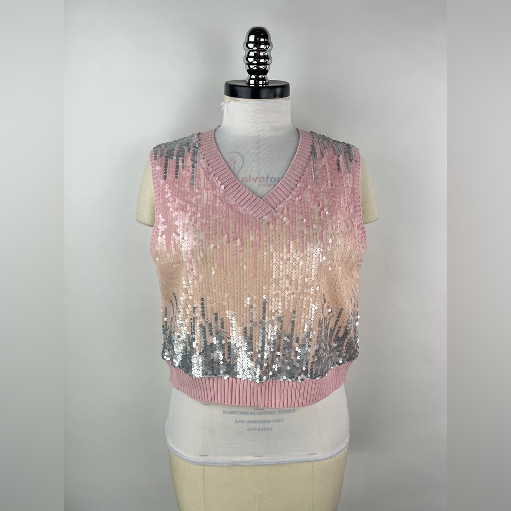 💚 3134. Sequins Sweater Knit Vest